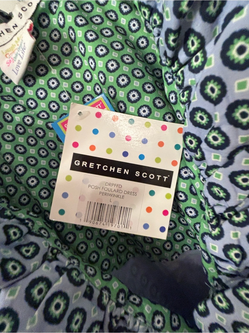 Gretchen Scott Designs Light Blue and Green Printed Ruffle Dress - Picture 7 of 11